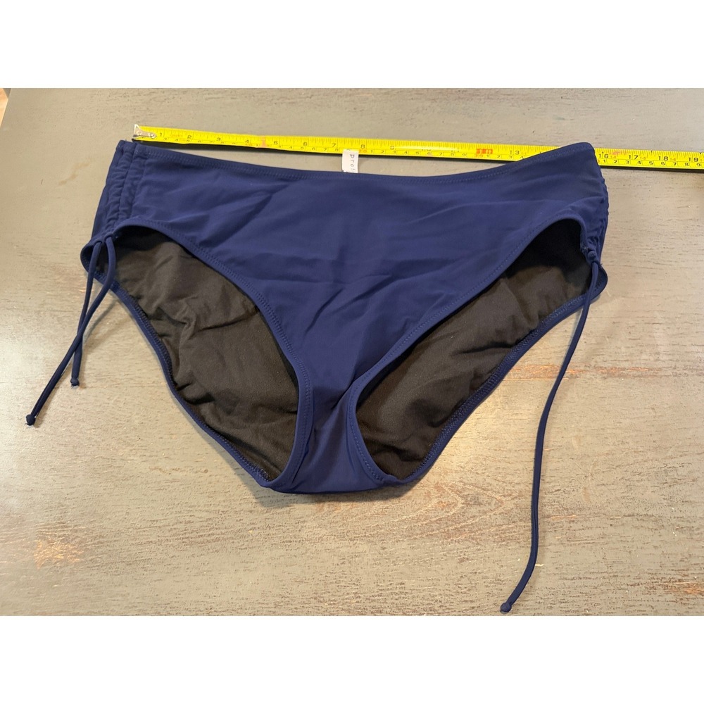 Profile by Gottex Navy Blue Side Tie High Waist Bikini Bottom Swimsuit Size 14